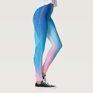 "Dunlach" Weite rosa und blaue Landschaft Seascape Leggings