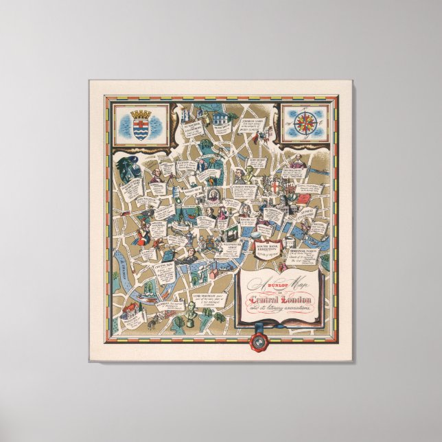 Dunlop-Karte - Literarische Sehenswürdigkeiten von Leinwanddruck (Vorderseite)