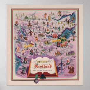 Dunlop Karte von Central Scotland Poster