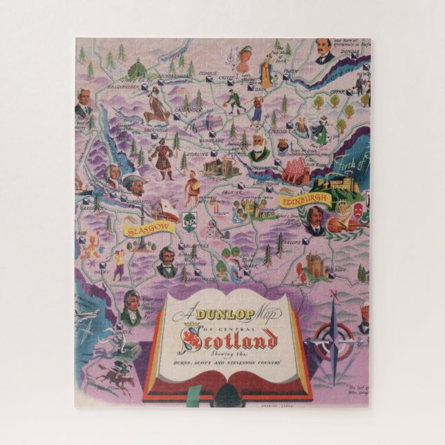 Dunlop Karte von Central Scotland Puzzle (Vertikal)