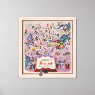 Dunlop Karte von Mittelschottland Leinwanddruck