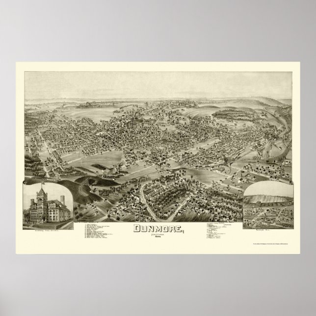 Dunmore, PA Panoramic Map - 1892 Poster (Vorne)