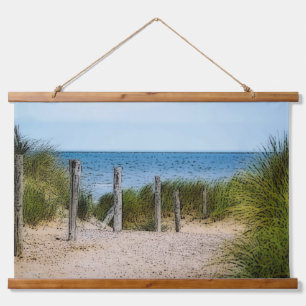 Dünn, Meer, Zaun Wandteppich Mit Holzrahmen