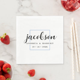 Dünne blaue GrenzNapkins mit Nachname Serviette