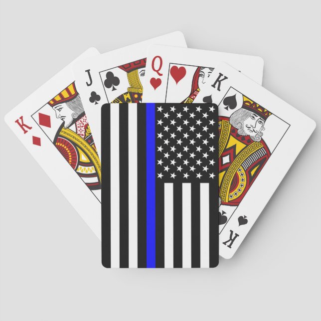 Dünne blaue Linie Amerikanische Flagge Schwarz und Spielkarten (Rückseite)
