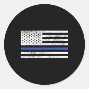 Dünne blaue Linie Amerikanische Flagge Verteidige Runder Aufkleber