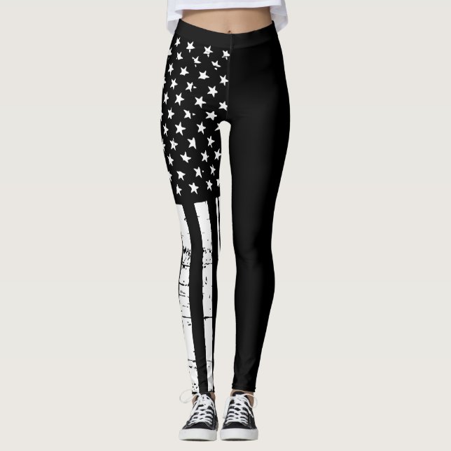 Dünne blaue Linie amerikanische Flaggen-Leggings Leggings (Vorderseite)