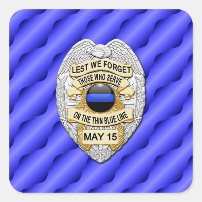 Dünne blaue Linie Eins-a-Kind Quadratischer Aufkleber (Vorderseite)