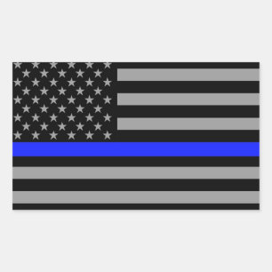 Dünne blaue Linie Flag Rechteck Glossy Stickers