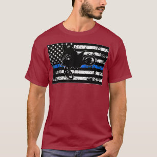 Dünne blaue Linie Motocross-Rennrad-Polizist T-Shirt