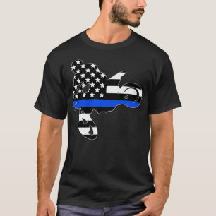 Dünne blaue Linie Motocross-Schottenbike-Polizist T-Shirt