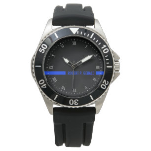 Dünne blaue Linie Name-Streifen Armbanduhr