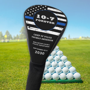 Dünne blaue Linie Personalisiert 10-7 Polizeischut Golf Headcover