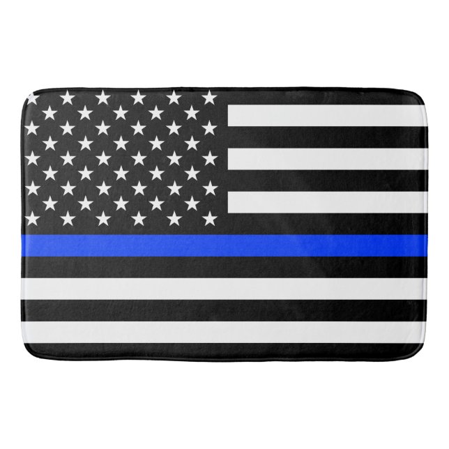 Dünne Blaue Linie Polizei-Flagge Badematte (Vorderseite)