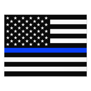 Dünne Blaue Linie Polizei-Flagge Fotodruck