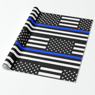 Dünne Blaue Linie Polizei-Flagge Geschenkpapier