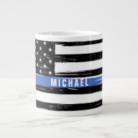 Dünne Blaue Linie Polizei-Flagge Grunge Personalis