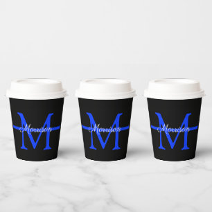 Dünne Blaue Linie Polizei Ruhestandsfeier Monogram Pappbecher