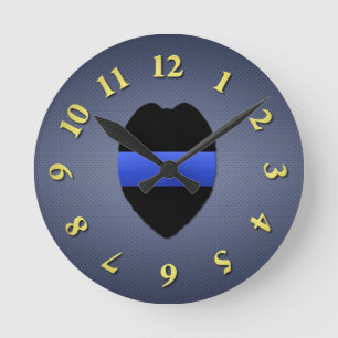 Dünne Blaue Linie Runde Wanduhr