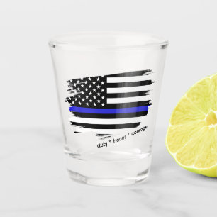 Dünne blaue Linie Shotglas, amerikanische Flagge, Schnapsglas