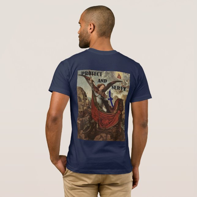 Dünne blaue Linie T - Shirt St Michael (Schwarz voll)