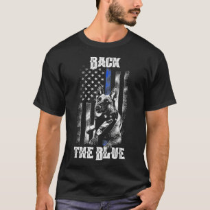 Dünne blaue Linie Zurück die blaue K9-Hundelfahne  T-Shirt