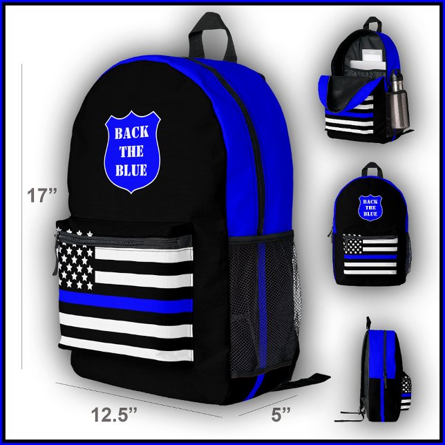 [Dünne blaue Linie] Zurück zum Blue Police Backpac Bedruckter Rucksack (You may customize the entire design by clicking the big blue "Edit using Design Tool" button. )