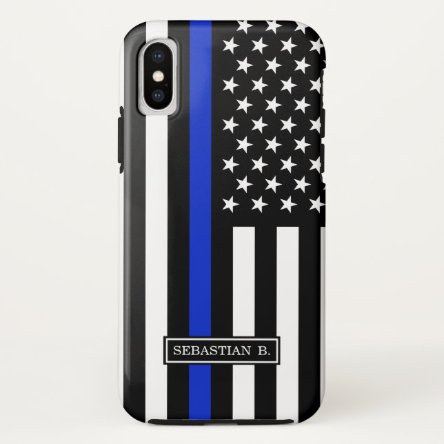 Dünne Blue Line-amerikanische Flagge Case-Mate iPhone Hülle (Rückseite)