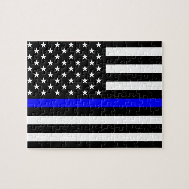 Dünne Blue Line-amerikanische Flagge Puzzle (Horizontal)