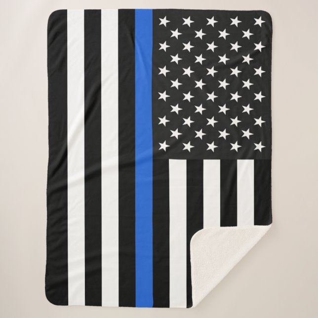 Dünne Blue Line-amerikanische Flagge Sherpadecke (Vorderseite)