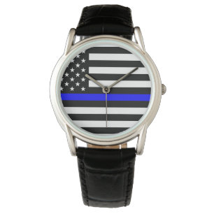 Dünne Blue Line-Mann-Armbanduhr - stützen Sie di Armbanduhr