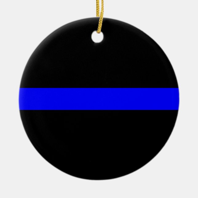 Dünne Blue Line-Polizeibeamte-Denkmal-Flagge Keramik Ornament (Vorne)