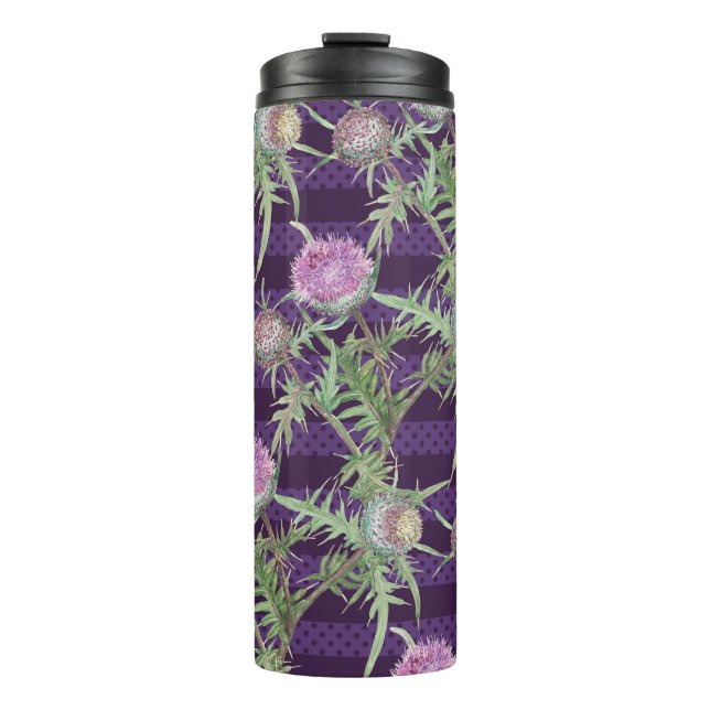 Dünne Blume Wasserfarbmuster Thermosbecher (Vorderseite)