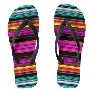 Dünne farbenfrohe Streifen - 2 Erwachsene Flip-Flo Flip Flops