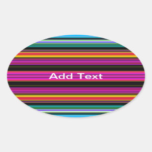 Dünne farbige Streifen - 2 Ovaler Aufkleber