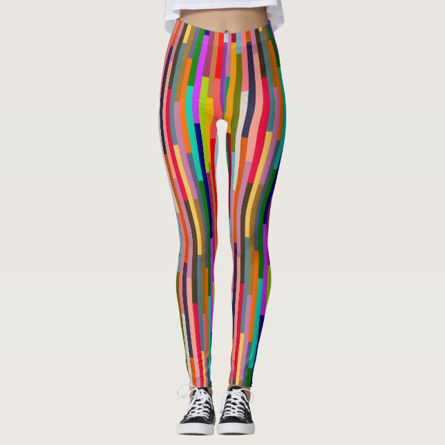Dünne farbige Streifen Leggings (Vorderseite)