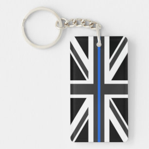 Dünne Flagge Blue Lines Großbritannien Schlüsselanhänger
