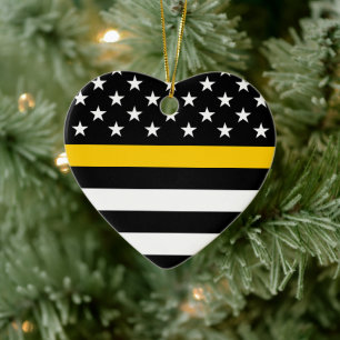 Dünne Goldlinien-Flagge (Vereinigte Staaten) Keramik Ornament
