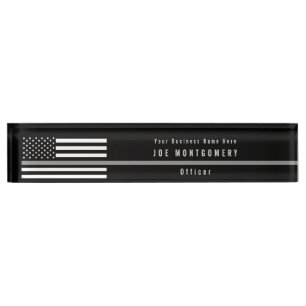 Dünne graue Korrekturlinie Flagge-Monogramm Namensplakette