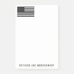 Dünne graue Linie Amerikanischer Flaggenname 4 x 6 Post-it Klebezettel