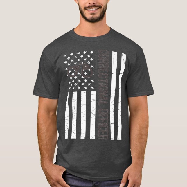 Dünne graue Linie CO - Amerikanische Flagge Premiu T-Shirt (Vorderseite)