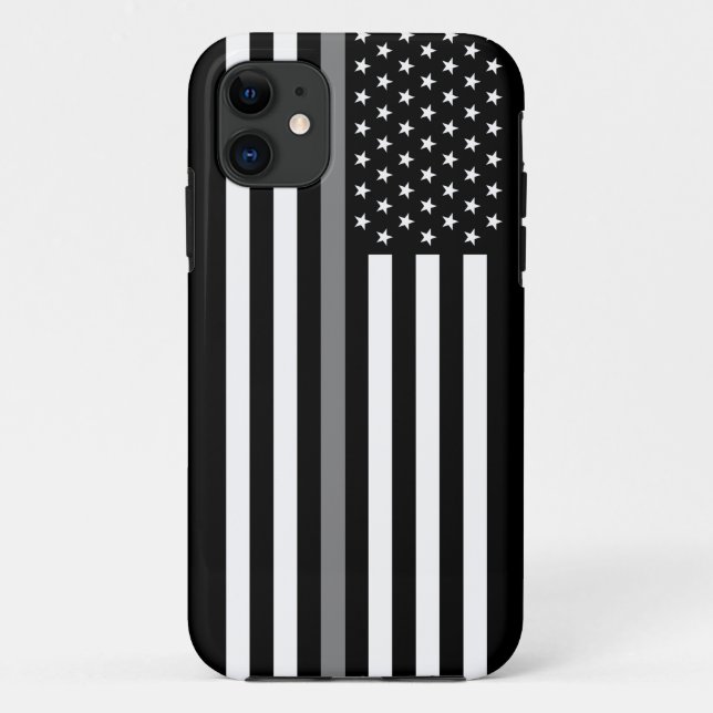 Dünne graue Linie Korrekturoffizier-Flagge Case-Mate iPhone Hülle (Rückseite)