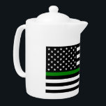 Dünne grüne Flagge: Patriotische Militärveteranen<br><div class="desc">Die Thin Green Line Flagge ist ein Symbol für die Unterstützung des Militärs der Vereinigten Staaten. Die dünne grüne Linie repräsentiert die Männer und Frauen, die in den Streitkräften dienen und die Nation und ihre Bürger schützen. Die Fahne wird oft neben der amerikanischen Fahne angezeigt, um die Anerkennung für die...</div>