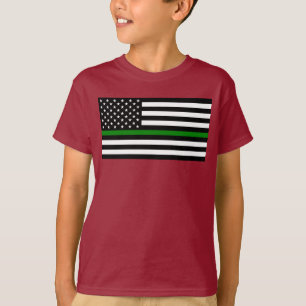 Dünne Grüne Linie Militär- und Veteranenflagge der T-Shirt