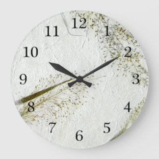 Dünne Klingen aus Gras, japanisches Reißpapier Große Wanduhr