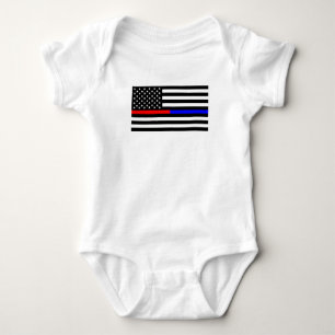 dünne Linie Polizeifeuerwehrmannsymbol USA des Baby Strampler