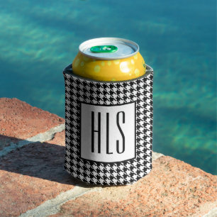 Dünne Monogramm-Initialen, Hundezahn-Muster 12oz Dosenkühler