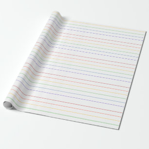 Dünne Regenbogenstreifen auf weißem Hintergrund Geschenkpapier