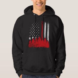 Dünne rote Linie Amerikanische Flagge Wildland Feu Hoodie