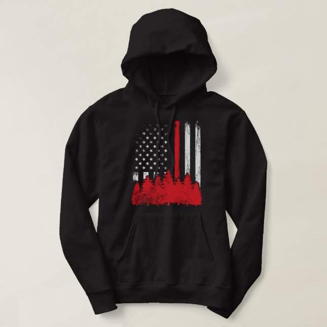 Dünne rote Linie Amerikanische Flagge Wildland Feu Hoodie (Design vorne)